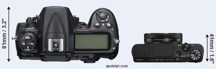 Compare D300S versus RX100 V top