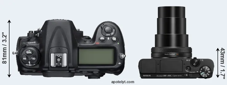 Compare D300S versus RX100 VI top