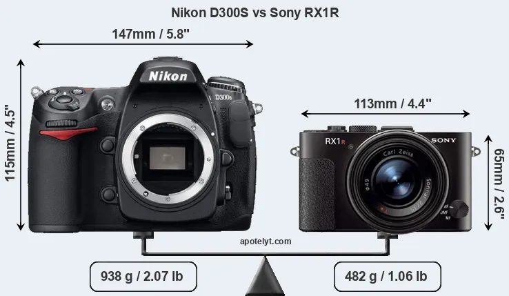 Size Nikon D300S vs Sony RX1R