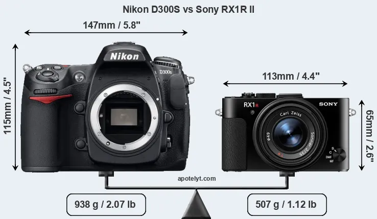 Size Nikon D300S vs Sony RX1R II