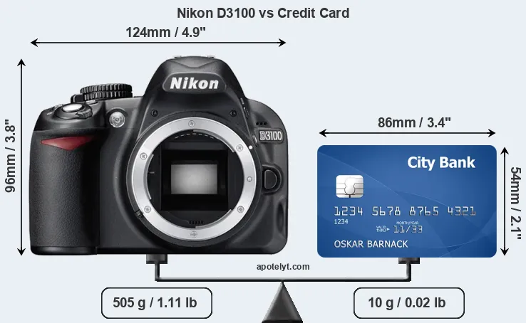 Nikon D3100 vs credit card front