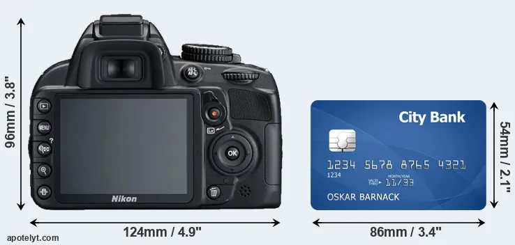 D3100 and credit card rear side