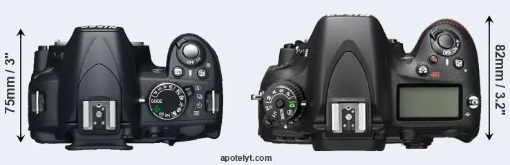Compare D3100 versus D600 top