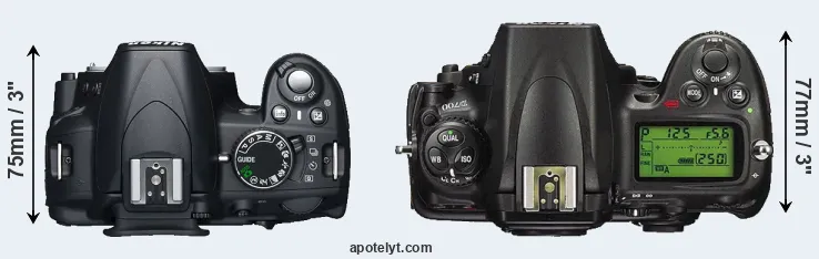 Compare D3100 versus D700 top