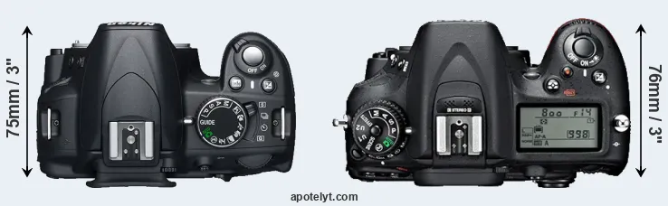Compare D3100 versus D7100 top
