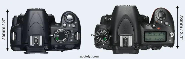 Compare D3100 versus D750 top