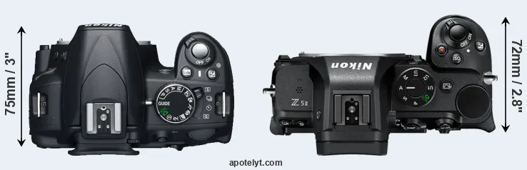 Compare D3100 versus Z5 II top