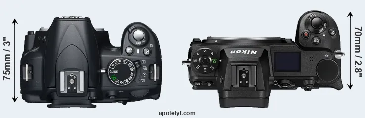 Compare D3100 versus Z6 II top