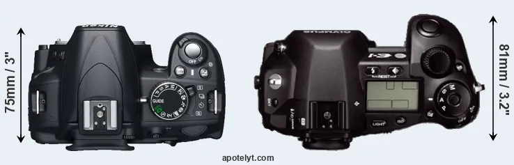 Compare D3100 versus E-1 top