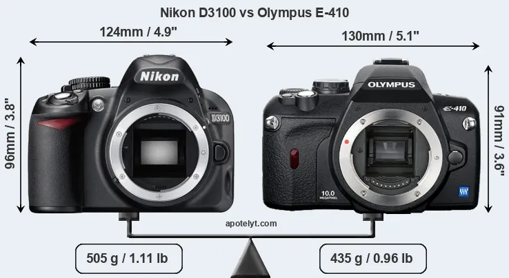 Size Nikon D3100 vs Olympus E-410