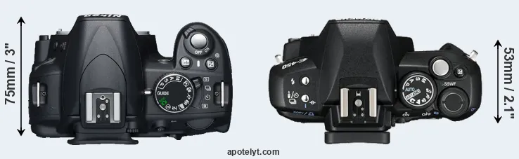Compare D3100 versus E-450 top