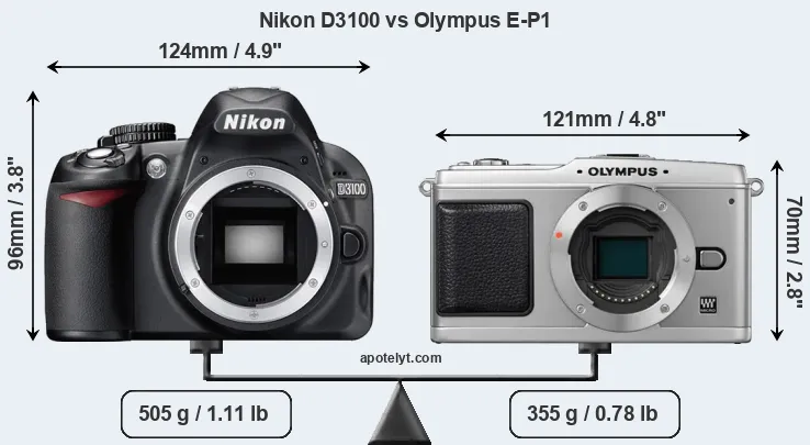 Size Nikon D3100 vs Olympus E-P1