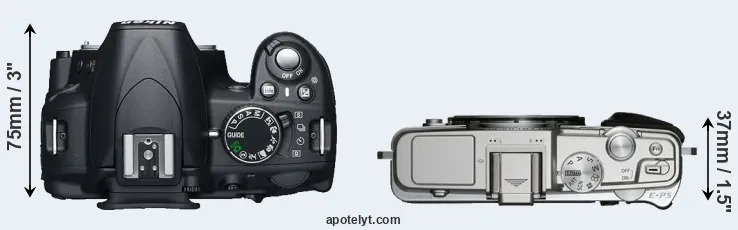 Compare D3100 versus E-P5 top