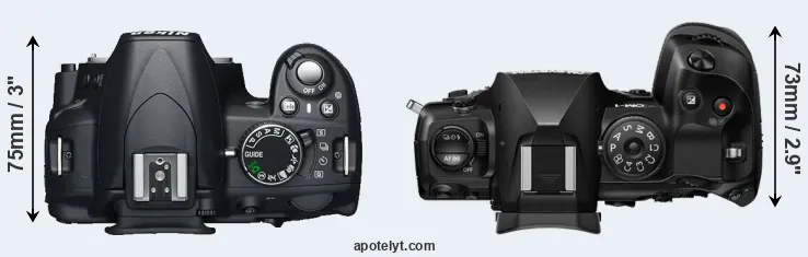 Compare D3100 versus OM-1 II top