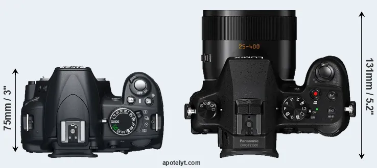 Compare D3100 versus FZ1000 top