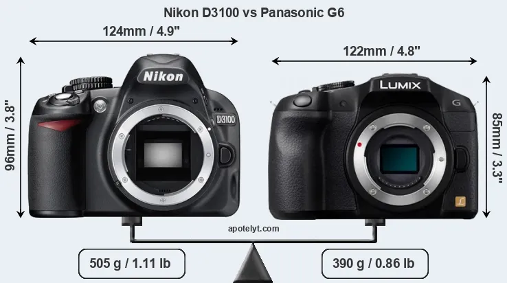 Size Nikon D3100 vs Panasonic G6