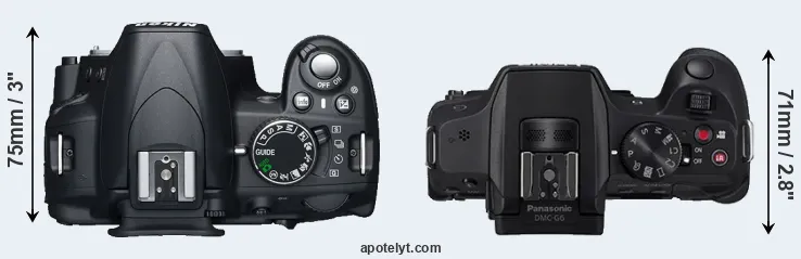 Compare D3100 versus G6 top
