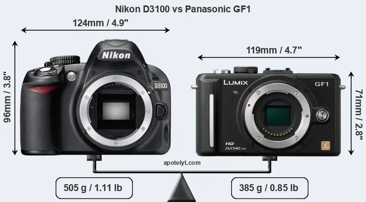 Size Nikon D3100 vs Panasonic GF1