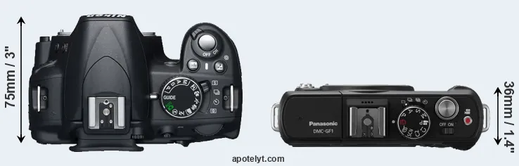 Compare D3100 versus GF1 top