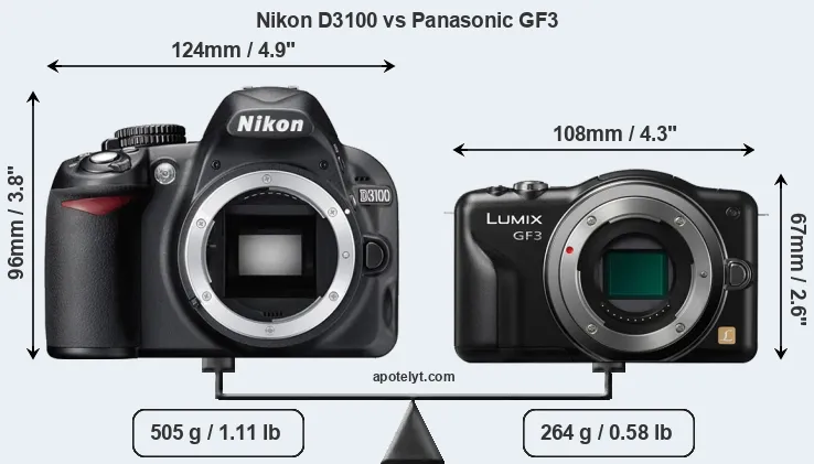 Size Nikon D3100 vs Panasonic GF3