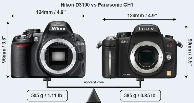 Size Nikon D3100 vs Panasonic GH1