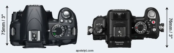 Compare D3100 versus GH2 top