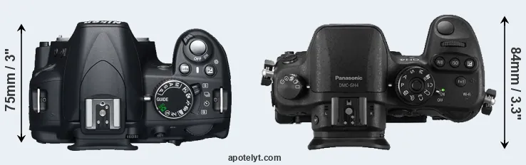 Compare D3100 versus GH4 top