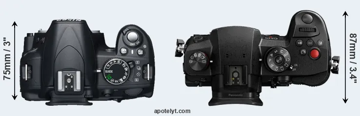 Compare D3100 versus GH5 II top
