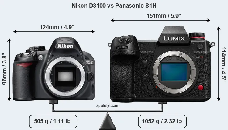 Size Nikon D3100 vs Panasonic S1H