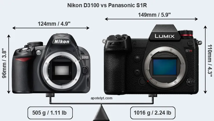 Size Nikon D3100 vs Panasonic S1R