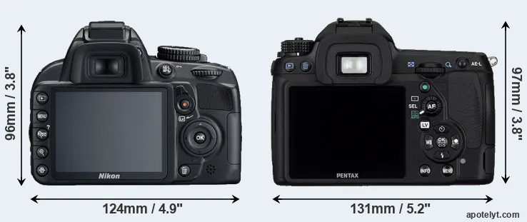 Comparison D3100 or K-5 rear