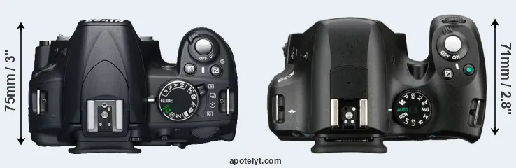 Compare D3100 versus K-50 top