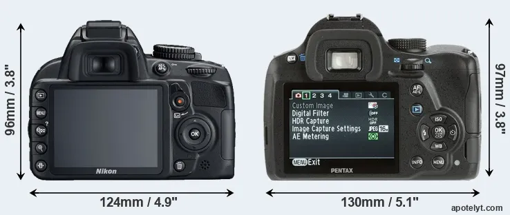 Comparison D3100 or K-500 rear