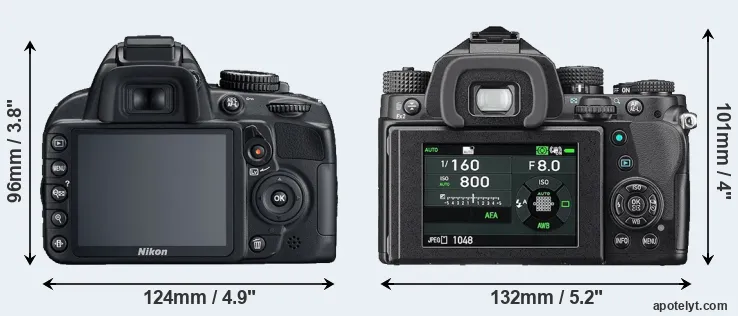 Comparison D3100 or KP rear