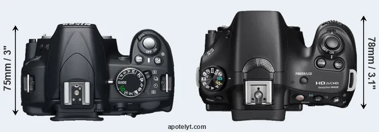 Compare D3100 versus A58 top