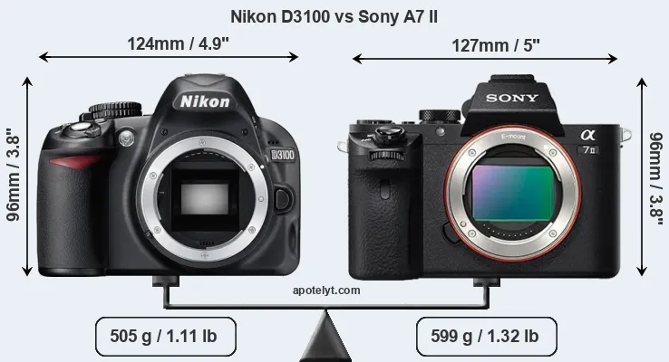 Size Nikon D3100 vs Sony A7 II