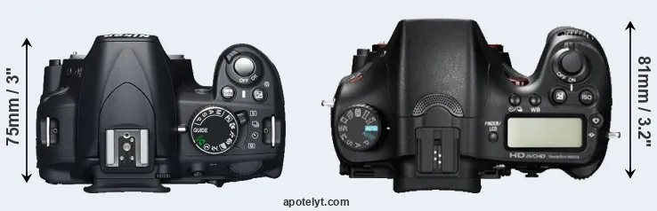 Compare D3100 versus A77 top