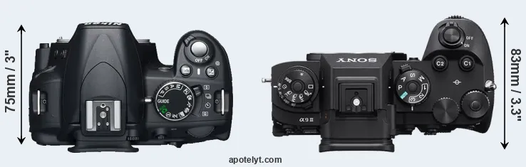 Compare D3100 versus A9 III top