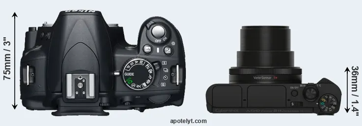Compare D3100 versus HX90V top