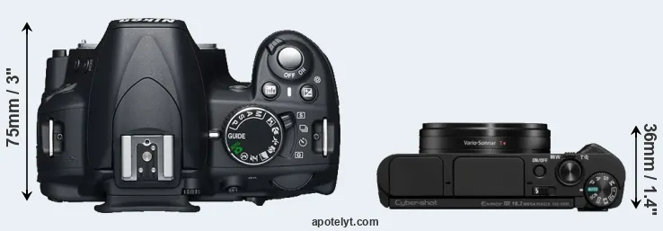 Compare D3100 versus HX95 top