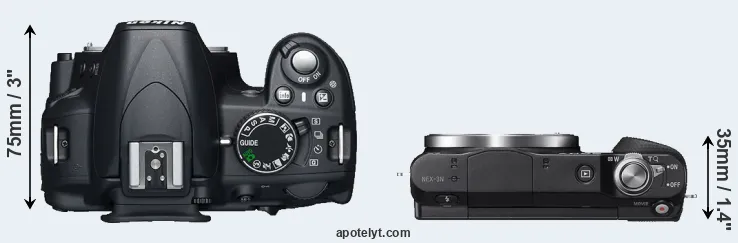 Compare D3100 versus NEX-3N top