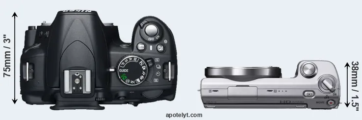 Compare D3100 versus NEX-5 top