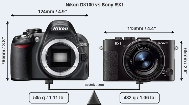 Size Nikon D3100 vs Sony RX1