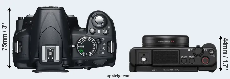 Compare D3100 versus ZV-1 top