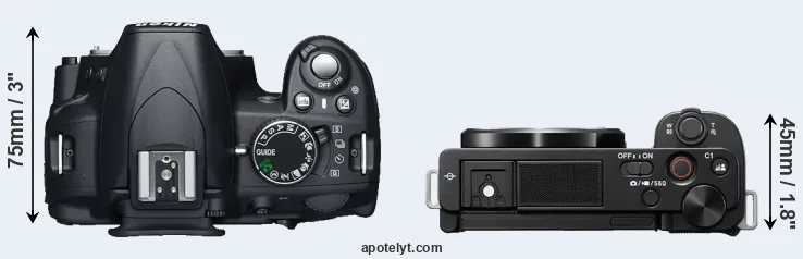 Compare D3100 versus ZV-E10 top