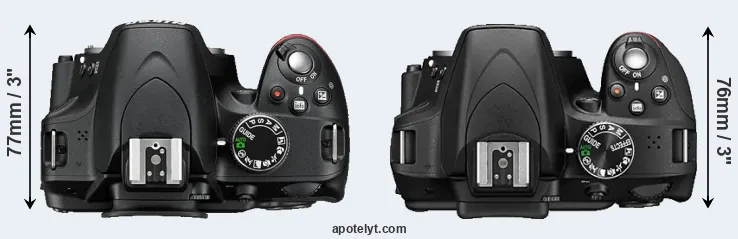 Compare D3200 versus D3300 top