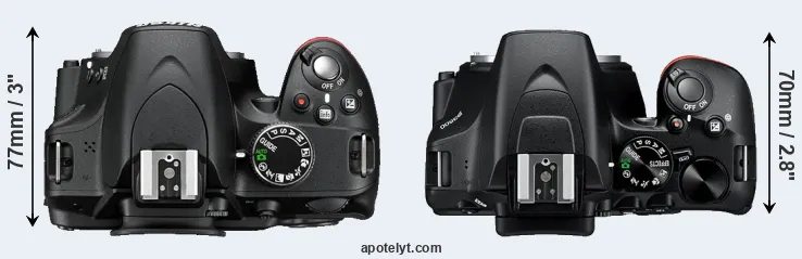 Compare D3200 versus D3500 top
