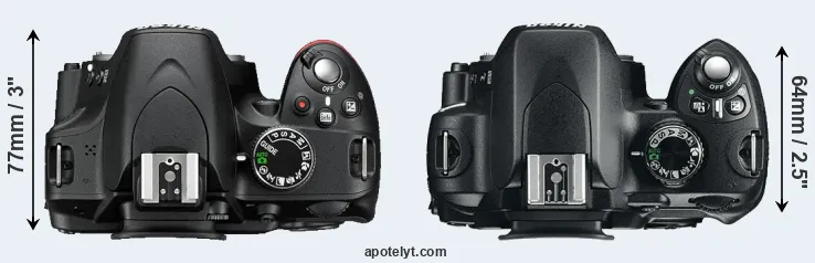 Compare D3200 versus D60 top