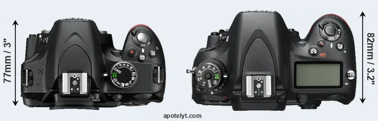 Compare D3200 versus D600 top
