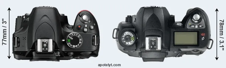 Compare D3200 versus D70 top
